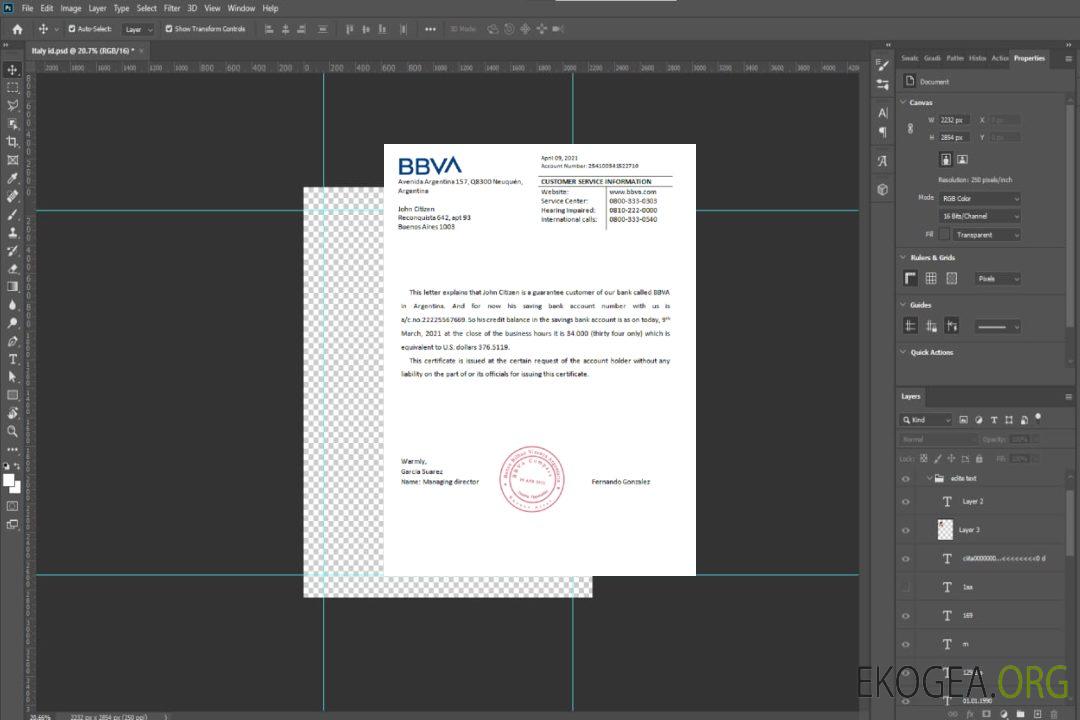 Argentine , BBVA bank , reference template